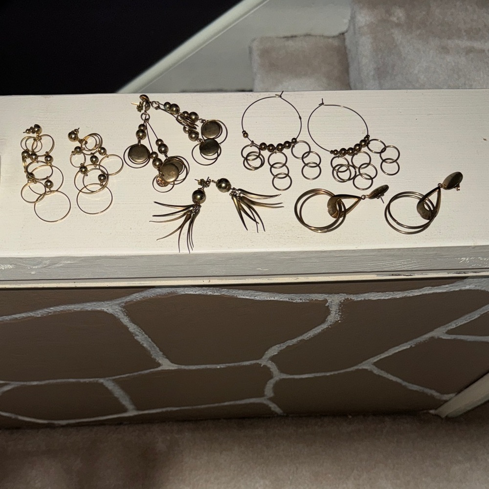 Elegant Gold Hoop and Dangle Earring Set